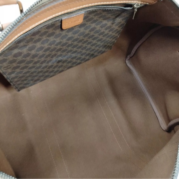 💯AUTH CELINE BOSTON BAG MACADAM PVC/LEATHER BROWN UNISEX - Picture 3 of 10